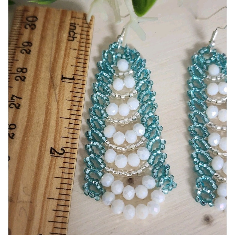 Handmade Seed Beaded Jewelry for Women. Green Turquoise Color - Picture 2 of 5